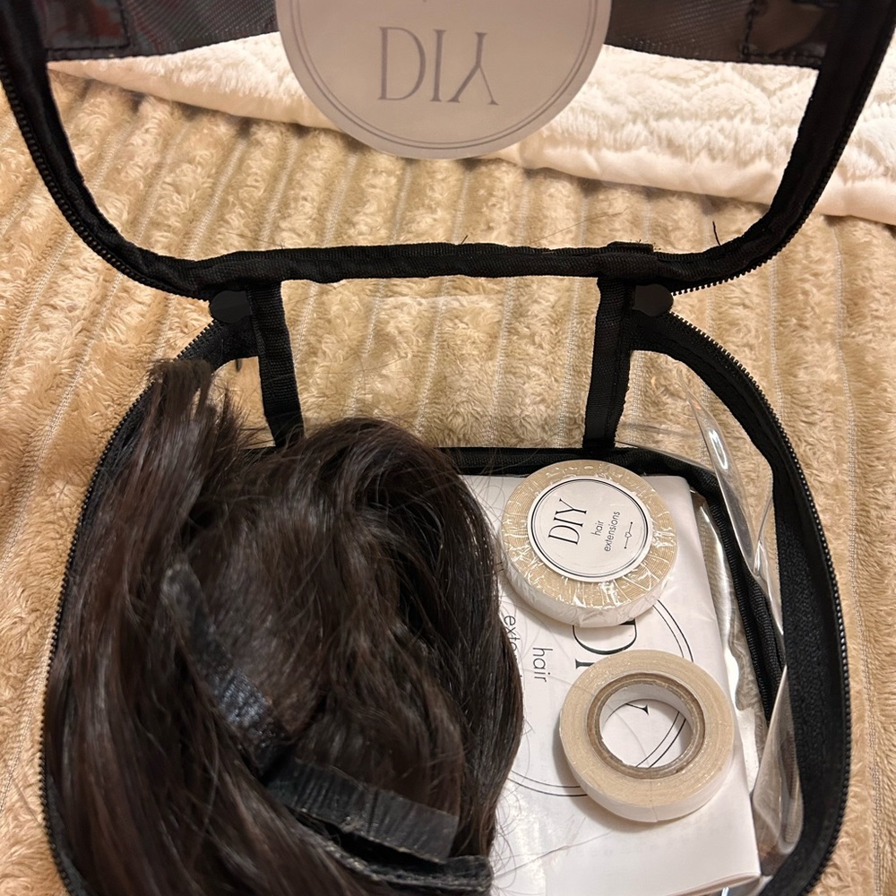 💜DIY HAIR EXTENSIONS💜16 INCH💜 WORN ONCE💜DARK BROWN💜EXTRA TAPE💜